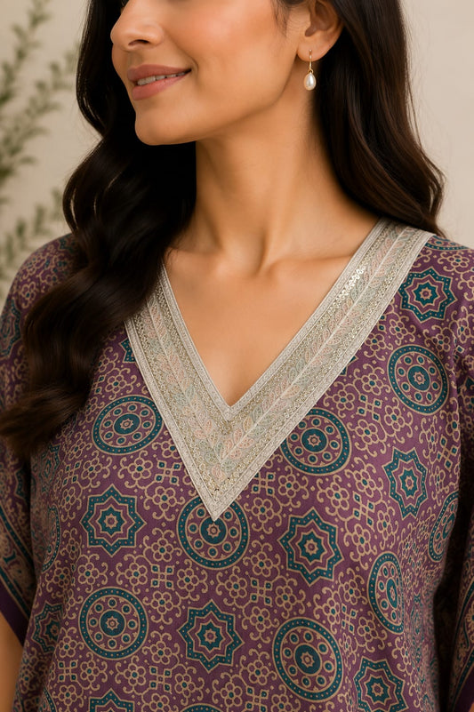 Purple Glaze Silk Kaftan Kurta