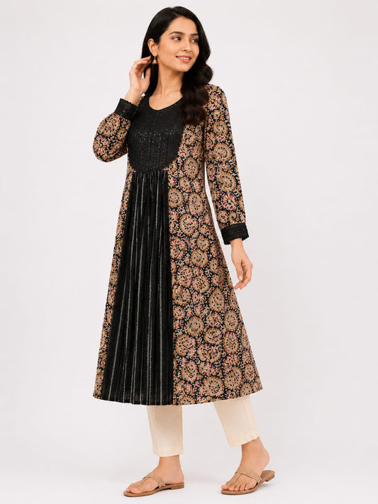 Navy Blue Kalamkari Cotton Kurta