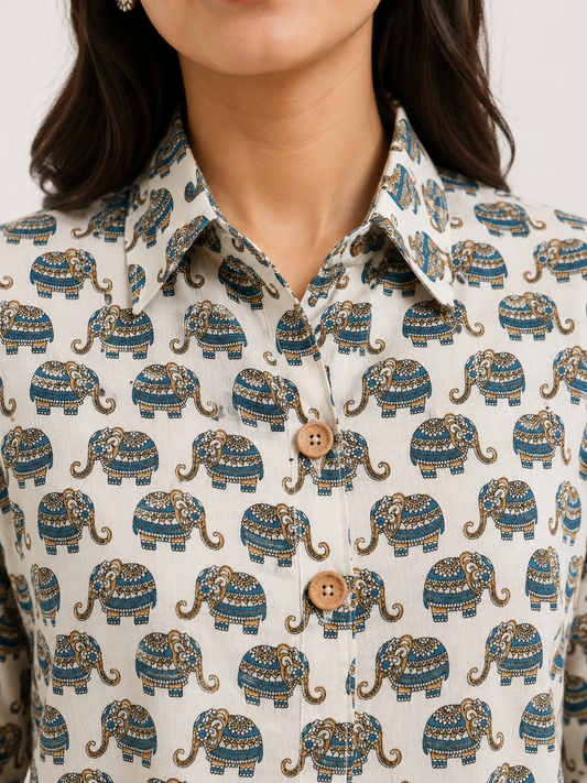 Allover Print Cotton Pattern Top