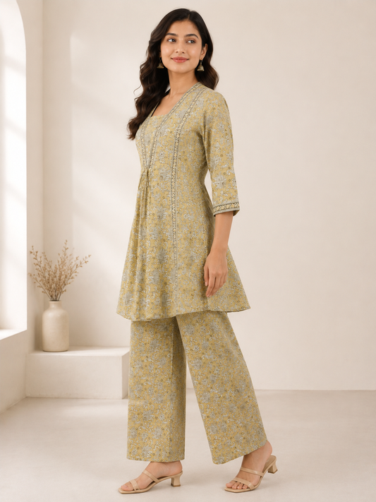 Allover Print Cotton Co-Ord Set