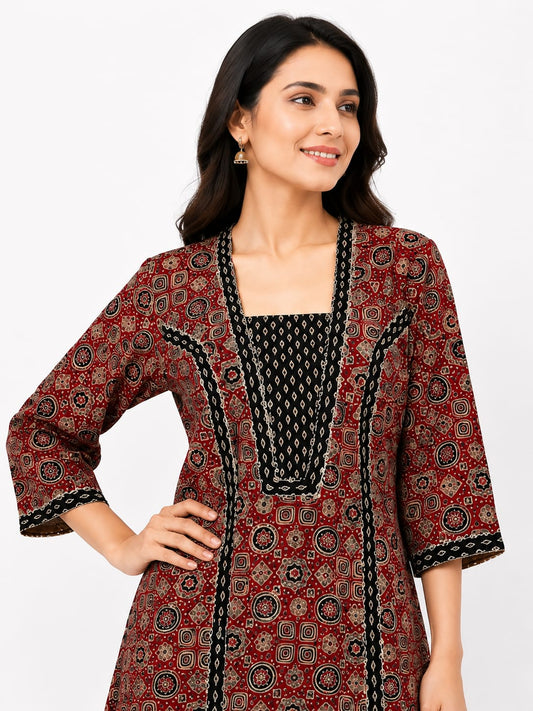 Princess Cut Gamthi Ajrakh Kurta