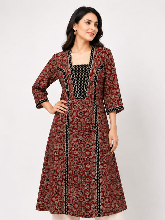 Princess Cut Gamthi Ajrakh Kurta