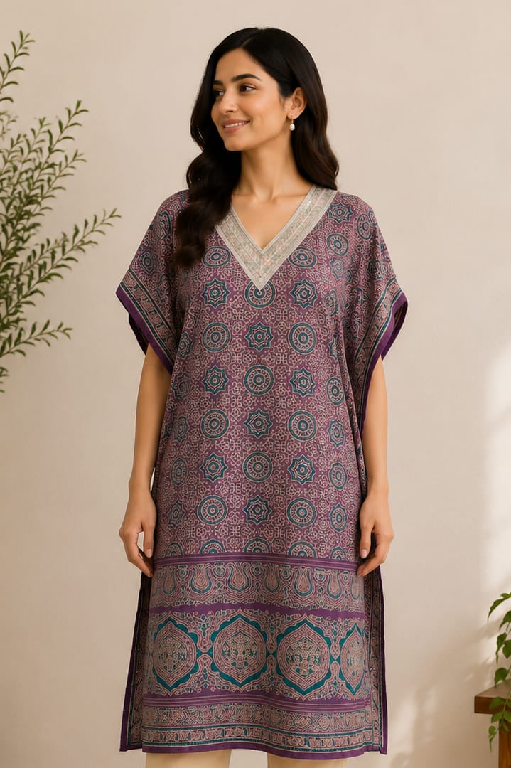 Purple Glaze Silk Kaftan Kurta