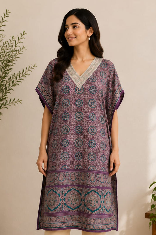 Purple Glaze Silk Kaftan Kurta