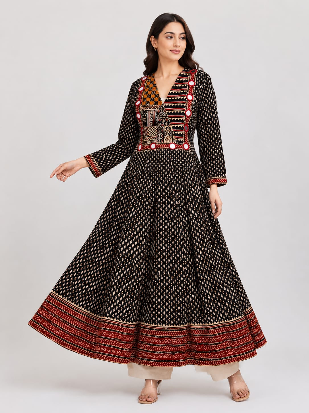 Gamthi Ajrakh Full-Length Anarkali Kurta
