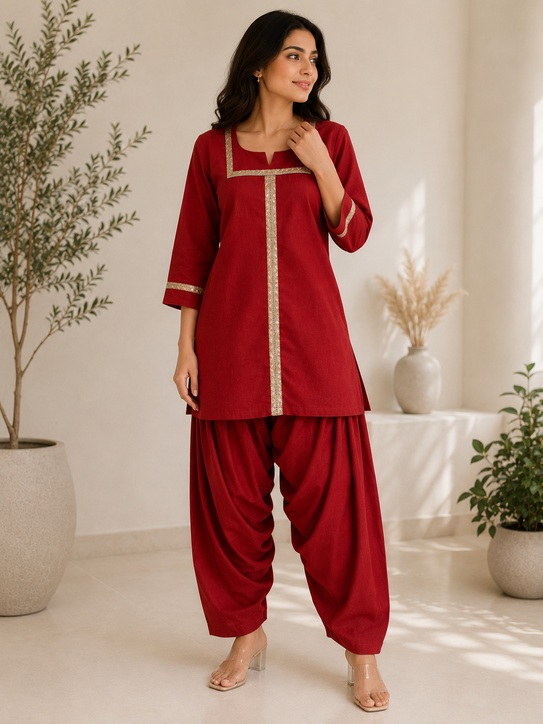Cotton Linen Patiala Set