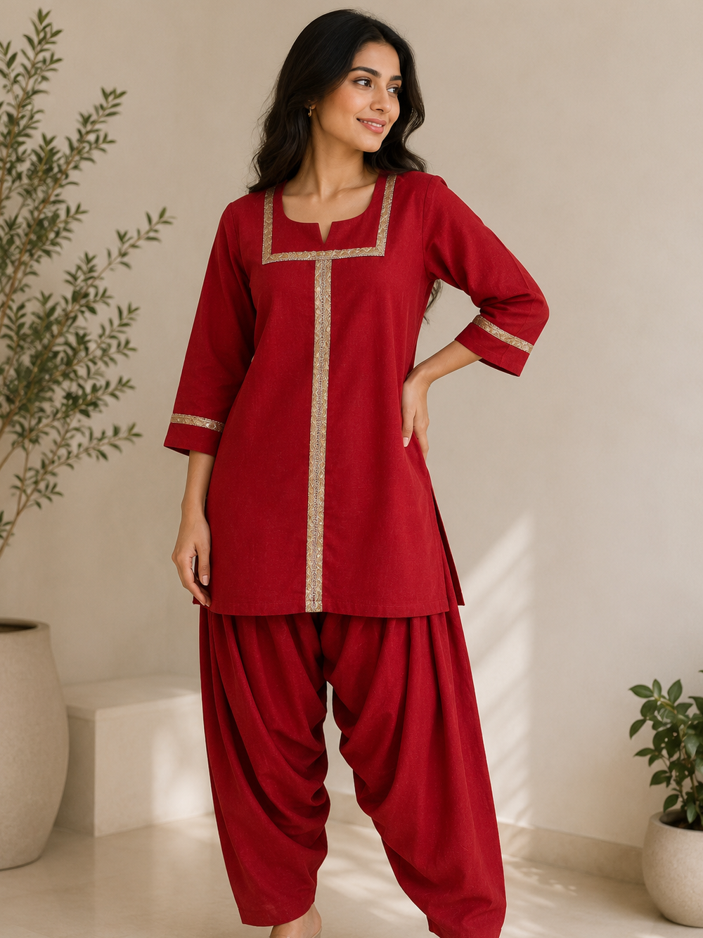 Cotton Linen Patiala Set